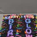 Tegeme 2 Pcs Glow in the Dark Party Supplies Neon Happy Birthday Banner Let's Glow Crazy Porch Sign for Black Light Themed Party Decorations Photo Booth Backdrop