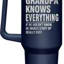Christmas Grandpa Gifts from Grandkids - Stainless Steel Insulated Coffee Tumbler with Lid 40 oz - Grandpa Birthday Gifts from Grandkids, Christmas Birthday Gift for Men, Funny Tumbler for Men (Navy - Grandpa Quote)