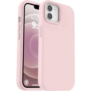 Vooii Compatible with iPhone 12 Case/iPhone 12 Pro Case, Liquid Silicone Upgrade [Soft Anti-Scratch Microfiber Lining] [Shockproof Drop Protection] Phone Case 6.1 inch - Chalk Pink