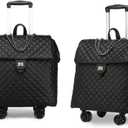 VH&GRED Women's Vintage Quilted Carry On Luggage with 360 Spinner Wheels, 18IN-5-Rounds