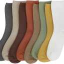 ACCFOD Womens Cute Crew Socks Casual Athletic Aesthetic Socks Neutral Cotton Socks for Women Granola Girls Clothes (5-9, Fall Leaves)