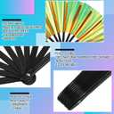 12 Pcs Large Rave Fan Bulk for Line Dancing Holographic Folding Hand Fans Iridescent Clack Fan for Craft Holding Laser Outfits Women Men Outfit Club Line Dancing, 6 Colors(Classic Color)