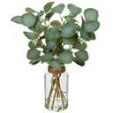 Briful Artificial Eucalyptus Stems in Glass Vase with Faux Water, 14" Fake Plant Eucalyptus Leaves for Home Bathroom Office Farmhouse Wedding Centerpiece Décor