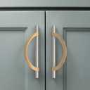 Amerdeco 6 Pack Brushed Satin Nickel and Champagne Bronze Cabinet Pulls 5 Inch(128MM) Hole Centers Kitchen Cabinet Handles Cabinet Hardware Cupboard Handles Drawer Pulls