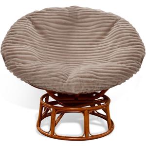 Papasan Chair Cushion Cover Only, Zippered Papasan Cushion Cover with 8 Ties, Removable Machine Washable Fluffy Papasan Chair Cushion Slipcover 50 Inch( Fit 45-50 Inch Papasan Cushion, Warm Brown)