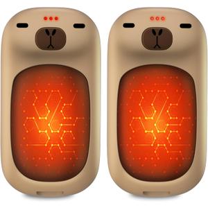 Capybara AI Hand Warmers Rechargeable 2 Packs 24 Hrs Long Safe Pocket-Size AI Smart Chips Electric Heater Cute Animal Gifts for Kids Women Men Outdoor Indoor Essentials (Brown)