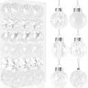 36 Pcs White Christmas Ball Ornaments,60mm/2.36" Shatterproof Foam Christmas Decorations,Clear Plastic Glitter Hanging Balls for Xmas Tree,Holiday,Party,Home Decor(6 Styles)
