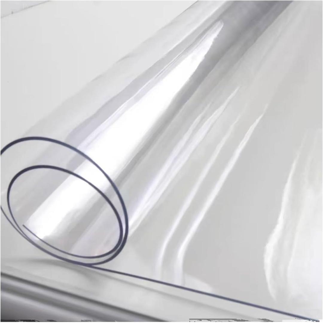 Clear PVC Tablecloth Rectangle - Waterproof Desk Protector Mat Heavy-Duty, Non-Slip for Dining Table, Office, Parties (1-Pack),48" x 33.5"