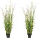 Artificial Plant, 47in Tall, 2pk Grass, Faux House Plant in Pot, Indoor Decorative Flowers & Plants, Housewarming Gift (4ft)