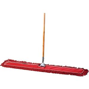 48 Inch Red Commercial Dust Mop & Floor Sweeper Wood Handle Floor Mop for Tile, Hardwood & Concrete
