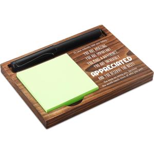 Appreciated Sticky Note Holder Wooden Notepad & Pen Holder 6.5" x 4.7" Sticky Note Pad Holder Dispenser for Desk Affirmations Work Appreciation Gifts Thank You Gifts, NPA246