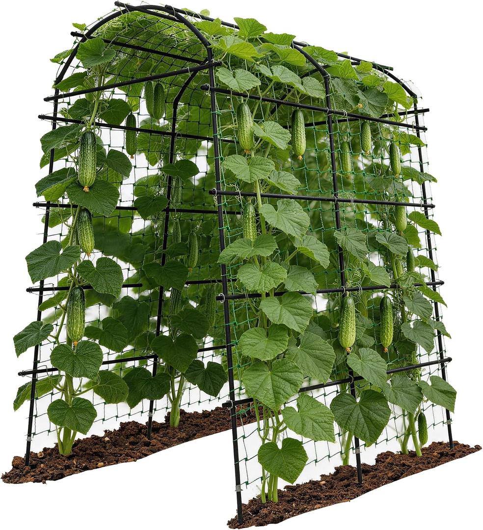 Toriexon Garden Arch Trellis for Climbing Plants, Adjustable Tunnel Trellis 7.4FT Tall & 5.7 FT Depth, Metal Plant Support Garden Trellis Arch for Outdoor Climbing Vine, Vegetable, Fruit, Flower
