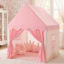 SISTICKER Kids Tents Indoor for Girls, Toddler Play Tent Large Fairy Playhouse for Baby Inside Princess Castle House Child Teepee Gift Toys(Pink)