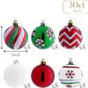Valery Madelyn Christmas Ornaments Tree Decorations, 30ct Red Green White Shatterproof Christmas Ball Ornaments Set, 2 Inch Decorative Hanging Ornament Bulk for Xmas Holiday Party Decor