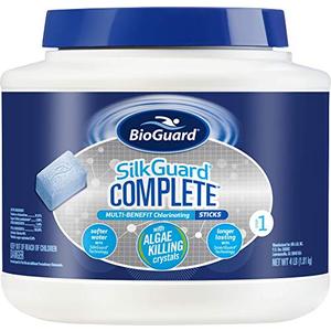 BioGuard SilkGuard Complete Sticks, 4 lb, Longer Lasting with SmartGuard Technology and Algae Killing Crystals, Formulated with SunShield Technology 4 pack