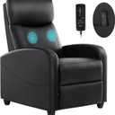 Smug Recliner Chair for Living Room, Leather Home Theater Seating with Lumbar Support with Adjustable Backrest and Footrest, Modern Living Room Furniture with Padded Seat Backrest, Black