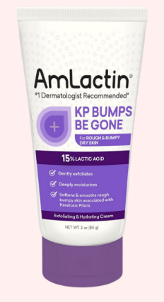 AmLactin KP Bumps Be Gone Therapeutic Body Cream for Keratosis Pilaris NoScrub Exfoliator and Body Moisturizer for Dry Skin with 15% Lactic Acid AHA, 3 oz