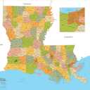 Louisiana ZIP Code Map with Counties - Large - 48" x 42" Laminated