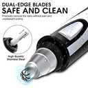 Ear and Nose Hair Trimmer Clipper - 2025 Professional Painless Eyebrow & Facial Hair Trimmer for Men Women, Battery-Operated Trimmer with IPX7 Waterproof, Dual Edge Blades for Easy Cleansing Black