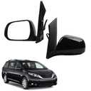 Dasbecan Left Driver Side Door Mirror Compatible With 2013-2017 Toyota Sienna Side Mirror with Manual Folding Power Heated Glass BSD Replace#TO1320301 Gloss Black Cover (6pins)