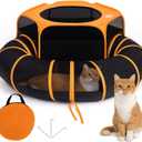 Cat Tent & Tunnel Enclosure 47" Outdoor Playpen with 106" Tunnel, Water-Resistant Mesh, Zipper Door & Carry Bag Portable Catio for Cats, Rabbits & Small Pets