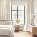 MIULEE Beige White Back Tab Blackout Curtains 84 Inch Length 2 Panels Set for Living Room Bedroom Privacy, Rod Pocket/Pinch Pleat Thermal Insulated Room Darkening Pleated Light Blocking Drapes
