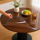Round Clear Table Protector, 54" Round, 2mm Thick, Clear Plastic Table Cover, Scratch Resistant, Dining Room Table Top Protector