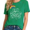 GONOSEED 6Size Shirt+Earrings St Patricks Day Shirt Women St Patricks Day Outfits for Women Shamrock Earrings Accessories (Large)