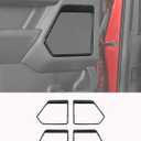 Savadicar Black Wood Grain Interior Accessories - Door Speaker Bezel Trim Cover for Ford F150 (2021-present) - Premium Texture Interior Decor Upgrade Option, 4-Piece Set