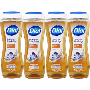 Dial Body Wash, Pamper & Indulge Marula Oil, 16 Fl Oz, (Pack of 4)