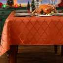 SASTYBALE Rust Christmas Damask Tablecloth 52"x70" Rectangle - Water Resistant Wrinkle Free Polyester for Holiday Dining & Kitchen Tabletop (4-6 Seats) (Fiery Orange)