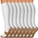 Copper Compression Socks 15-20 mmHg for Men & Women 8 Pairs – Circulation Support for Nurses, Travel, Running, Hiking, Soccer (White, L/XL)