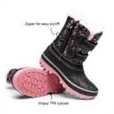 DREAM PAIRS Boys Girls Snow Boots Water-Resistant Outdoor Sport Warm Cozy Anti-Slip Cute Ankle Winter Shoes for Toddler/Little/Big Kid (Black/Pink)