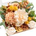 Ling's moment Terracotta Artificial Flowers Greenery Grand Box Set, Burnt Orange Dahlia Fake Flower for DIY Wedding Bridal Bouquet, Centerpieces Decor, Floral Arrangement Decor, etc. Grand