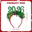 Pvoiue 2026 New Year's Eve Party Headband - Happy New Years Headband - Festive Party Dress-Up Hairband, Star and Tinsel Embellishments - New Year's Eve Celebration Accessory 4Pcs (Red + Gold + Green + Silver)