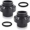 2 inch PVC Union Coupling, 2Pack Schedule 80 Slip Socket Pipe Fitting Unions 2'' PVC Connector Joint Adapter, for Swimming Pool Pump Industrial Pipeline System