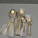 Rubtlamp 90Pcs Gold Plastic Silverware, Gold Disposable Utensils, Plastic Cutlery Include 30 Plastic Knives, 60 Forks and Spoons, Fancy Plastic Silverware Heavy Duty for Party