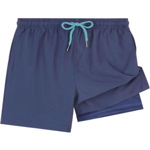 UMELOK Boys Swim Trunks with Compression Liner Toddler Swimsuit (10-12 Years, Navy Blue)