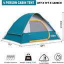 Camping Tent 2-4 Person, Waterproof Windproof Tent with Rainfly Easy Set up-Portable Dome Tents for Camping
