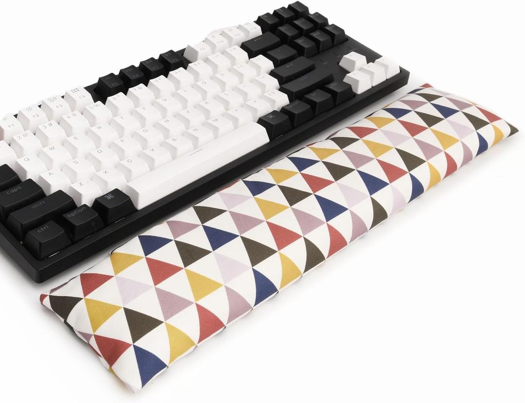 Ergonomic Keyboard Wrist Rest Bean Bag, Palm Rest Filled Ergo Beads Easy Typing Gaming for Mechanical Keyboard, 14.6x3.1 inches/30mm Thick (Colorful Triangle)