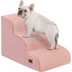 ABCPET Dog Step for Bed, Dog Stair 5Step 35D Pet Stair 22.8" H for High Bed or Sofa NonSlip Balanced Pet Step Indoor, Pink