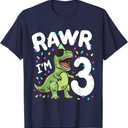 Three Rawr I'm 3 Years Old T Rex Dinosaur 3rd Birthday Boys T-Shirt 3T