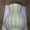 Qinyoung 1 Pack White Vintage Pleated Ceramic Vase Sour Cream Stylish Decorative Flower Vase for Bouquet Living Room Cabinet Table Centerpieces Wedding (9 x 7.32 Inches)