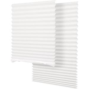 SEEYE Light Filtering Temporary Blinds Cordless Shades Fabric Pleated Fabric Shade Easy to Cut and Install, 48" W x 72" L - 2 Pack, White, with 4 Clips