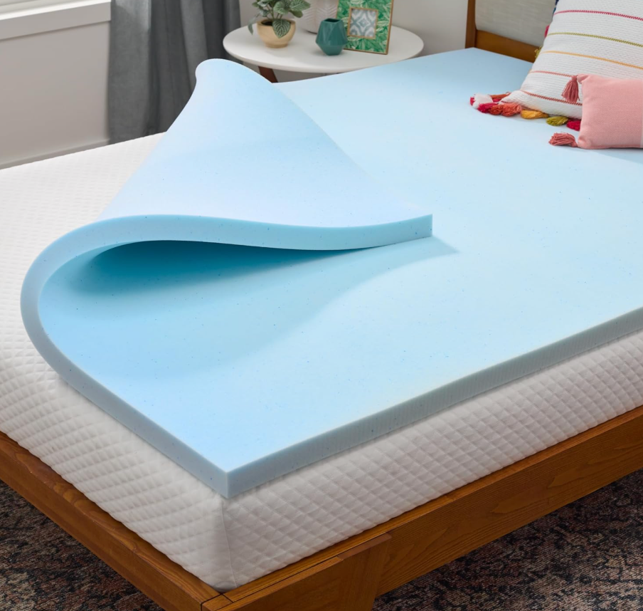 Linenspa Memory Foam Mattress Topper, Full XL Size - 2 Inch Gel Infused Memory Foam - Plush Feel - Cooling and Pressure Relieving - CertiPUR Certified