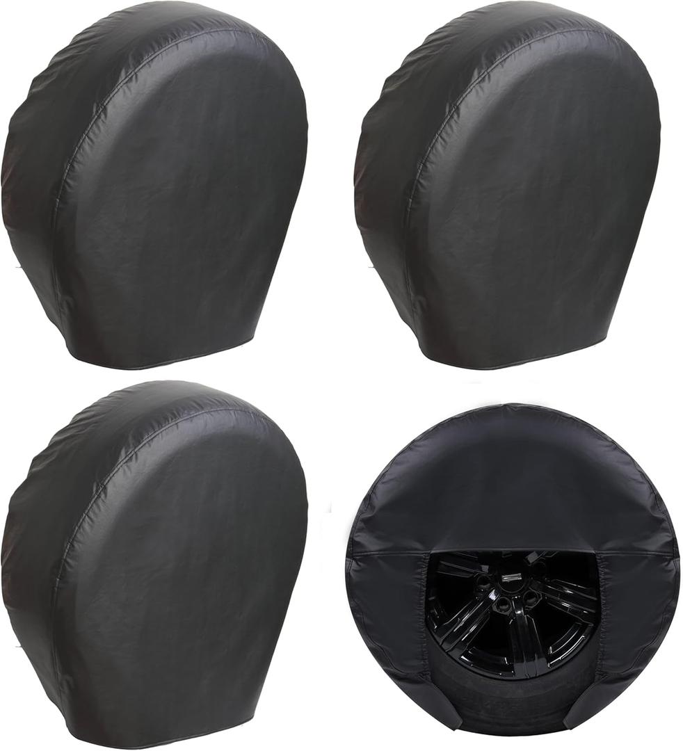 Moonet Tough Tire Covers for RV Wheel (4 Pack Black), Heavy Duty Thicken Sun Protector for Truck Motorhome Boat Trailer Camper Van SUV, for Tire Diameter 19"-21"