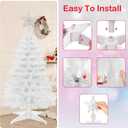 3 Ft White Artificial Christmas Tree for Tabletop, Foldable Xmas Tree with 4-Leg Stable Base & Silver Star Topper for Indoor Outdoor Home Office Party Christmas Decorations