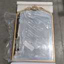 1 Set Vintage Mirror 20x30 Gold Antique Baroque Arched Ornate Traditional Brass Mirror and 8.5x12 Vintage Vanity Makeup Desk Table Mirror for Bathroom Entryway Living Room Hallway Fireplace