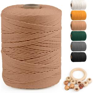 Macrame Cotton Cord 3mm x 547yds, ZUEXT Natural Handmade Brick Red Cords 4 Strands Knitted Rope String for Craft Wall Hanging Weaving Tapestry Dream Catchers Hanger DIY Gift (500m)