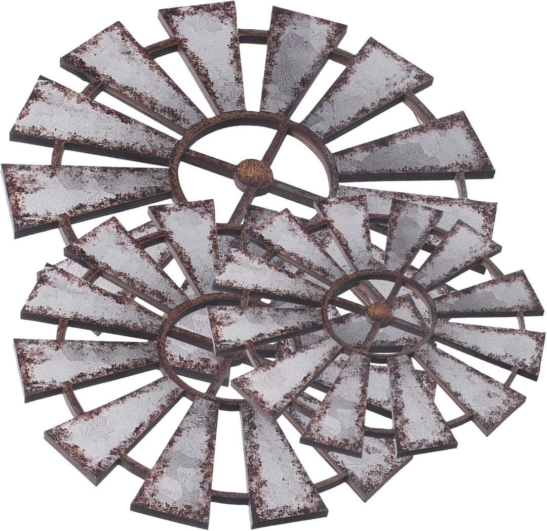 ABOOFAN 3pcs Rustic Windmill Wall Art Vintage Farmhouse Wall Decor for Country Home for Living and Bedroom Decoration